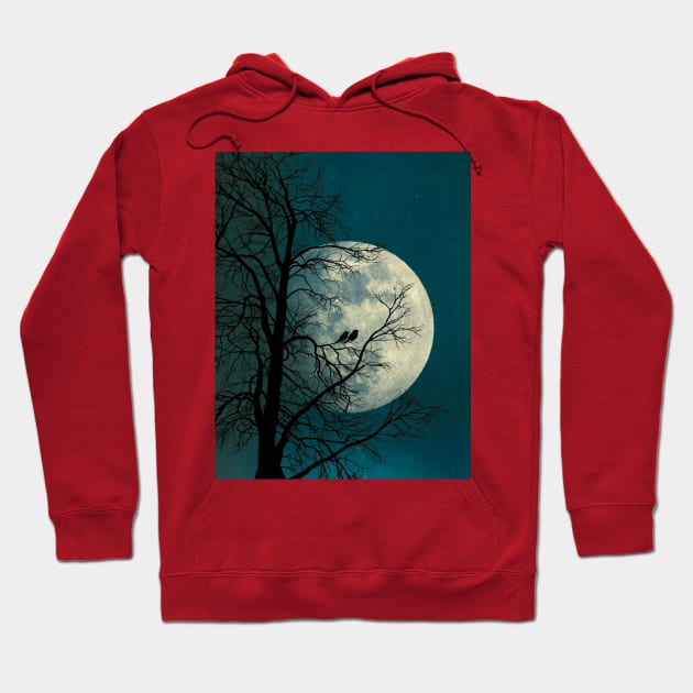 moon and birds Hoodie by evindart